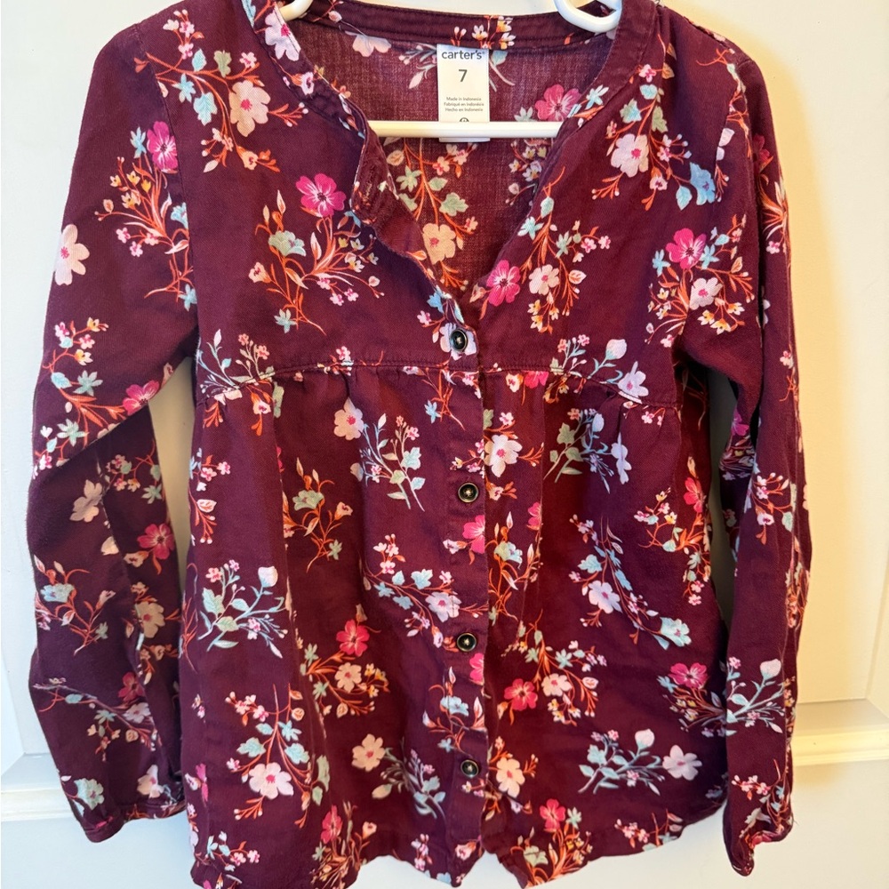 Carter's Burgundy Floral Button-Down Shirt